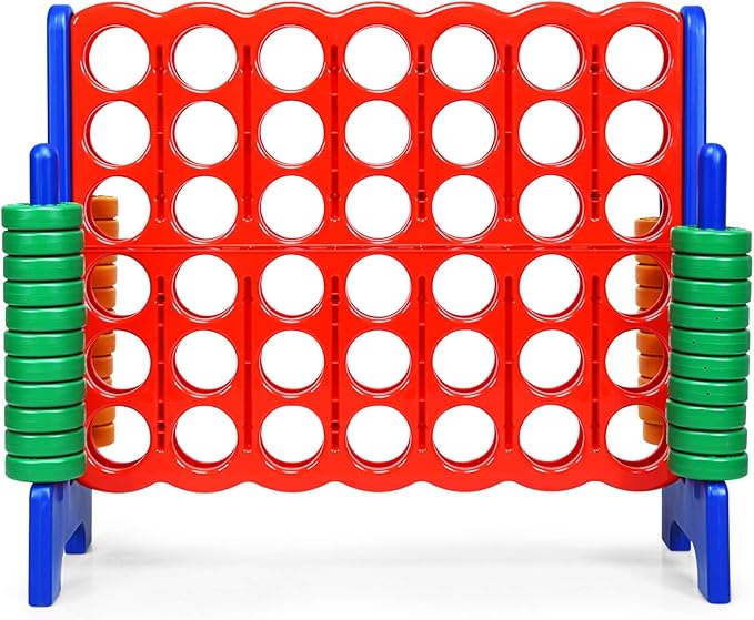 ARLIME Giant 4 in a Row Connect Game, 47'' Jumbo 4-to-Score Toy Set W/Quick-Release Lever, Build-in Ring, Jumbo Sized for Kids & Adults, Oversized Floor Activity for Indoor & Outdoor Play