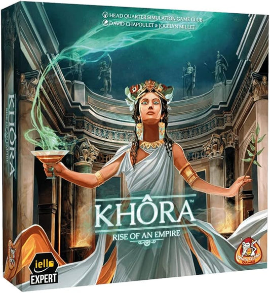 Iello: Khora, Rise of an Empire, Race to Development Game, Develop your City Faster and Better than Your Opponents, 2 to 4 Players, 75 Minute Play Time, For Ages 14 and up