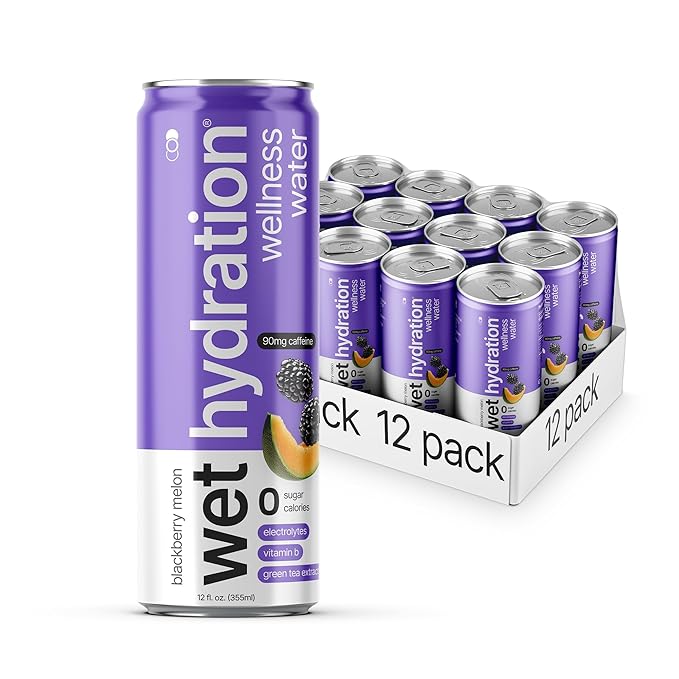 Zero Calorie, Functional Wellness Water - Blackberry Melon (12 Ounce Cans, Pack of 12) - Flavored Water, Hydration Drink, No Sugar, No Artificial Ingredients, Zero Calories (Packaging May Vary)