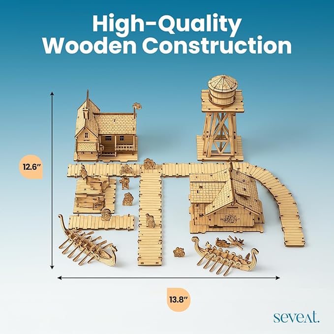 Mechanical 3D Wooden Puzzles, Brain-Teasing Puzzle Game for Every Occasion, Ideal Gifts for Teens and Adults (Viking Fishery)