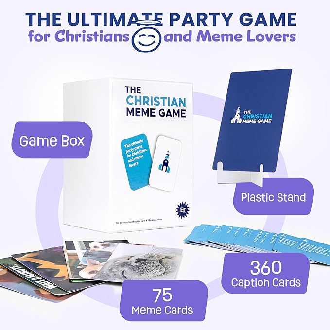 for Family Fun– Clean, Hilarious Bible Game with 75 Memes & 360 Faith-Based Captions – Family Meme Game, Christian Gift for Teens & Adults 10+, & Youth Group Bible Card Game