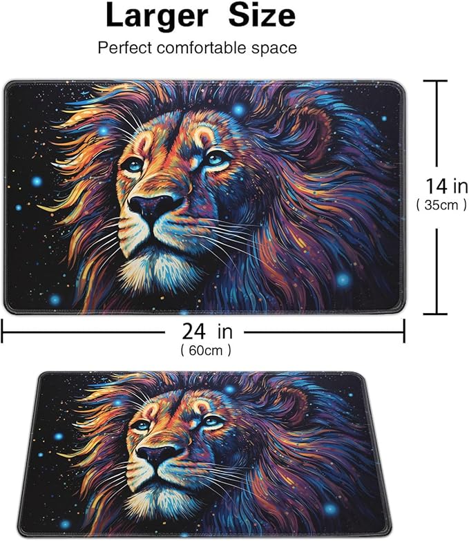 Board Game for TCG Playmat Table Mats Games Size 60X35 cm Mousepad Compatible for MTG RPG CCG Trading Card Game Play mats with 6 Dice (Playmat 131) Colorful Lion