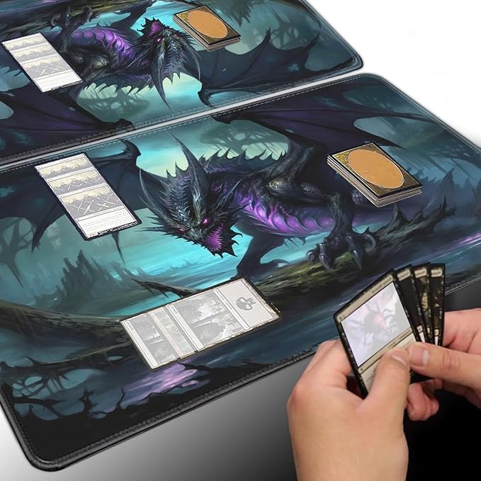 Board Game for TCG Playmat Table Mats Games Size 60X35 cm Mousepad Compatible for MTG RPG CCG Trading Card Game Play mats with 6 Dice (Playmat 128)