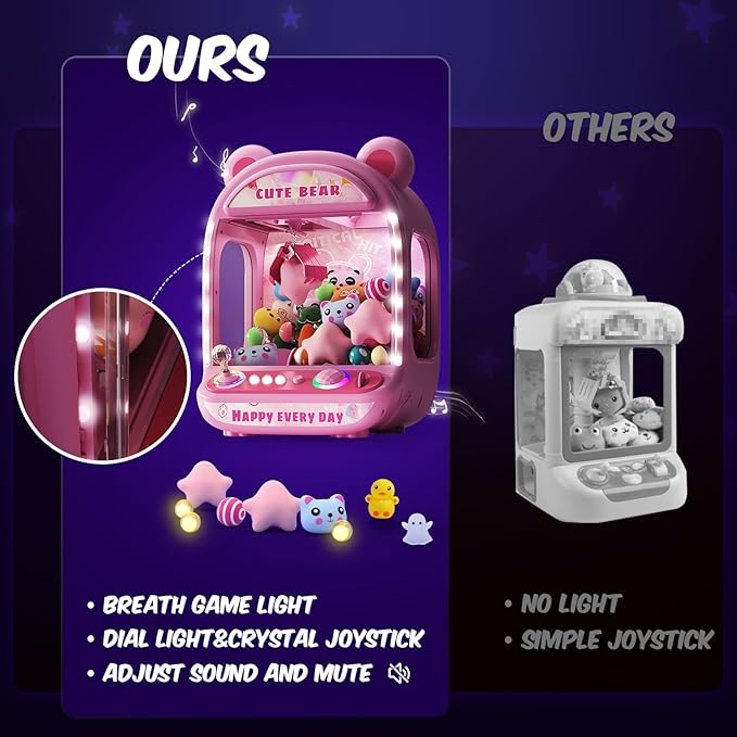 Skirfy Claws Machines for Kids,Unicorns Toys for Age 6+,Kids Games Mini Vending Machines with Squishys Toy Candy Dispenser,Claws Game Machine,Birthday Gifts for Girls Age 8-12