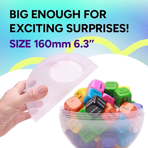 Big Claw Machine Capsules Clear Balls Plastic Sphere Large Party Favor Containers Round 5 pcs 6.3 inch - Jumbo Plastic Christmas Ornaments Extra Large Gift Box Craft Party Supplies Vending Capsules