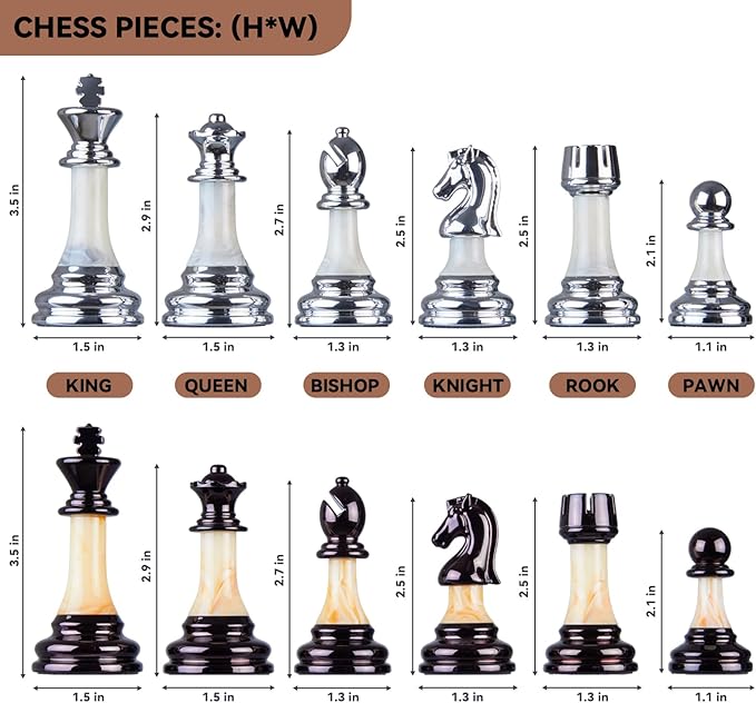 Deluxe Chess Set 16.5'' Wooden Large Folding Chess Board Game with Handle, Weighted Acrylic Chess Pieces - 3.5" King with Storage Slots for Beginners, Professional Players