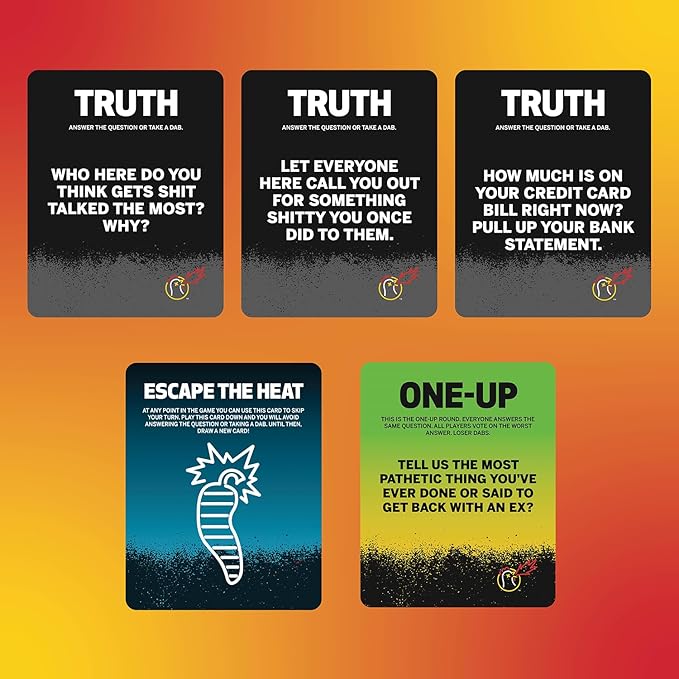 Wilder Games Hot Ones Truth or Dab The Game - Hot Sauce Included (Ages 17+)