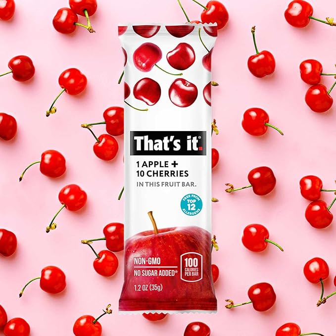 That's it. Fruit Bars 12 Variety Pack 100% Natural Real Fruit Bar, High Fiber Vegan, Gluten Free, Paleo, Non-GMO No Sugar Added (6 Mango, 6 Cherry)