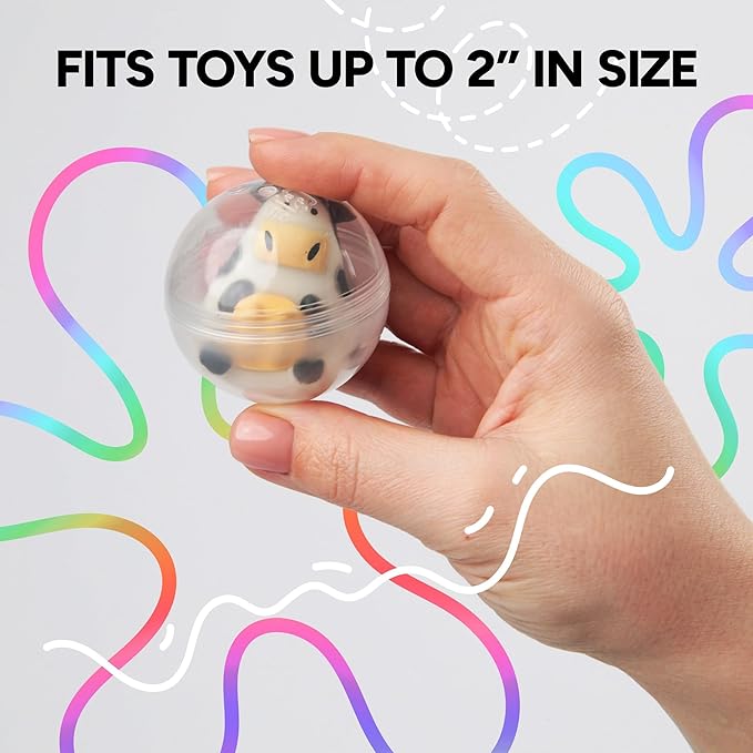 Entervending Empty Clear-Colored Round Capsules 2 inch 25 pcs Bulk 7 Colors Capsule for Toy Gumball Machines Plastic Containers Surprise for Kids Party