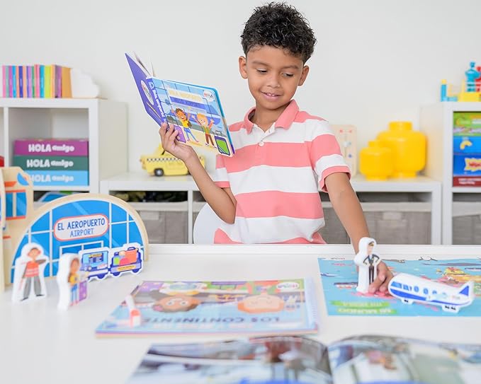 Hello, Airport! - ¡Hola, Aeropuerto! | Includes Bilingual Book, Cards, Dry Erase Activity Book, Marker, and More | Interactive Learning Activities Spanish and English Educational Resources For Kids 3+
