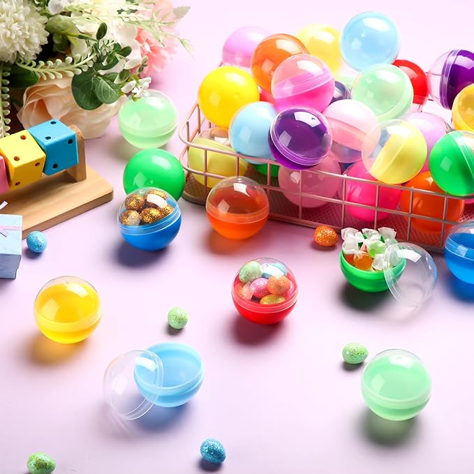120 Pcs 2 Inch Empty Vending Machine Capsules Colored Round Capsules Toy Bulk Gumball Machines Plastic Balls Small Plastic Containers for Easter Party Favor Themed Gift (Classic Color)