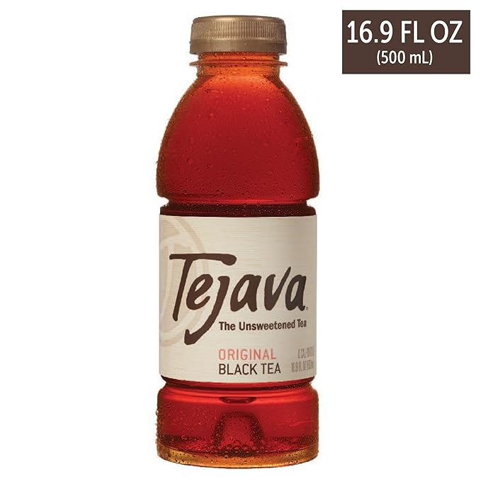 Tejava Original Unsweetened Black Iced Tea, 12 Pack, 16.9oz PET Bottles, Non-GMO, Kosher, No Sugar or Sweeteners, No calories, No Preservatives, Brewed in Small Batches