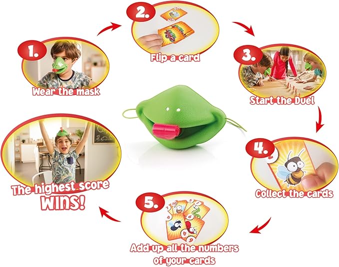 TIC TAC Tongue Game - Be Quick to Lick The Bugs, Chameleon Memory Game for Family and Party, Ages 4+, Fun Toys for Boys