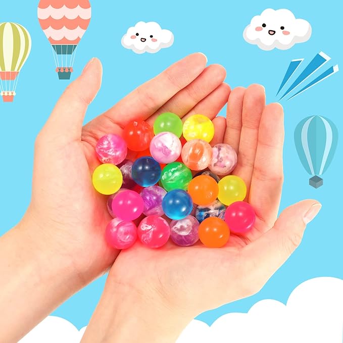 Leitee 500 Pcs Bouncy Balls Bulk, 0.78 Inch/ 20 mm Small Neon Swirl Bouncing Balls for Vending Machine, Kids Birthday Party Favors and Class Prizes