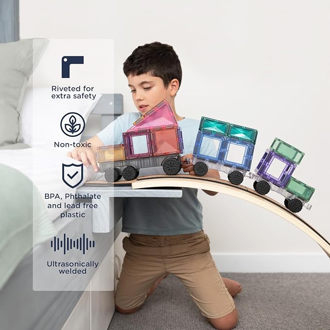 Connetix Magnetic Tiles Pastel Transport Pack, 50 Pieces