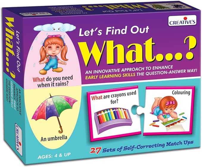 Creative's WH Series - Let's Find Out- What?, Question - Answer Puzzles Game, Learning Games for Kids - Self-Correcting Match Ups Game, Picture Puzzle Game - Preschool Learning Games - Ages 4 & Up