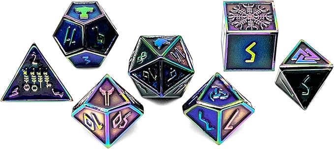 Set of 7 Draugr Norse Series Full Metal Polyhedral Dice by Norse Foundry | RPG Math Games DND Pathfinder