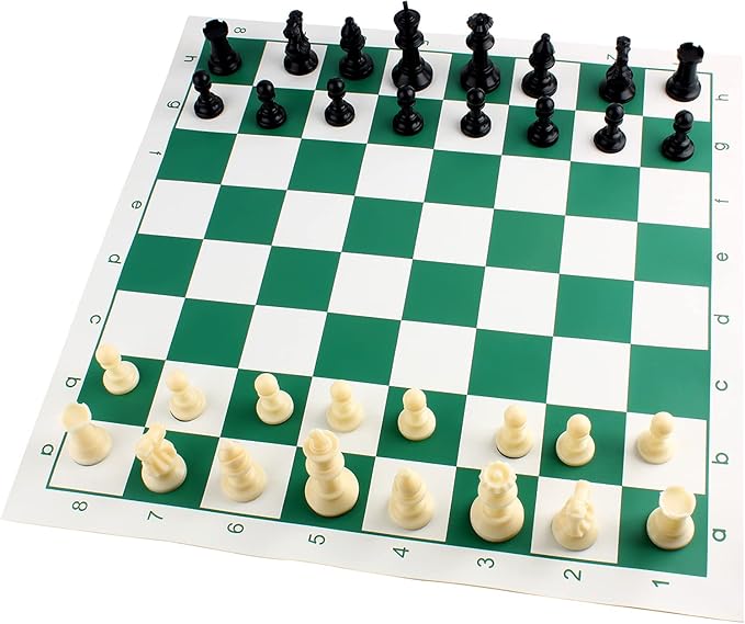 Andux Chess Game Set Chess Pieces and Rollable Board XQTZ-01 (Green,42x42cm)