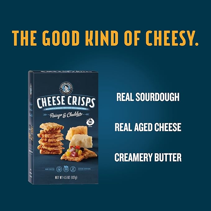 John Wm. Macy - Asiago & Cheddar CheeseCrisps - Hand Crafted, Non GMO, and Nothing Artificial - Made with Real Cheese - 4.5 oz. Cartons - 6 Pack