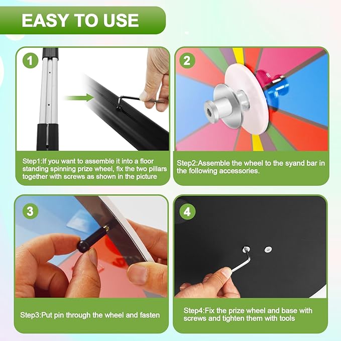 12" Heavy Duty Spinning Wheel for Prizes,10 Colorful Prize Slots Tabletop Spinner,Color Prize Wheel for Trade Show,Fortune Spinning Game,Carnival 4Packs