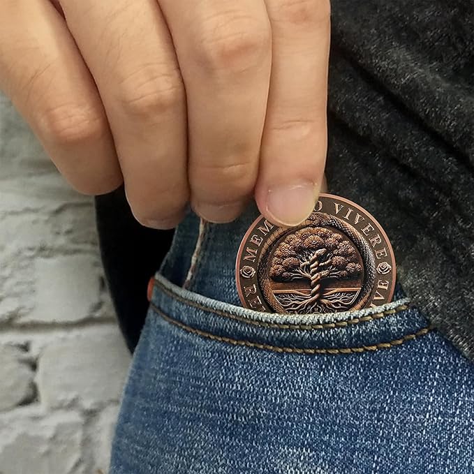 Memento Mori Coin Momento Mori Coin Skull Coin Stoic Gifts Memento Mori Calendar Living Memento Mori Amor Fati Coin (Snake Tree Skeleton)