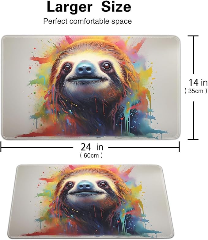 Board Game for TCG Playmat Table Mats Games Size 60X35 cm Mousepad Compatible for MTG RPG CCG Trading Card Game Play mats with 6 Dice (Playmat 138) Sloth