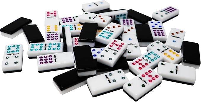 Dominos Set for Adults – Professional Double 9 Dominoes Set of 55 Tiles, Metal Spinner, Classic and Travel Board Game with Wood Case Juegos de Mesa (Black)