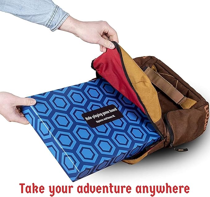 Hexers XL Role-Playing Game Board, Vinyl Mat Alternative Compatible with Dungeons and Dragons DND, Pathfinder, RPG, 44 inches on 34 inches with 1 inch Squares and Hexes, Foldable and Dry Erase