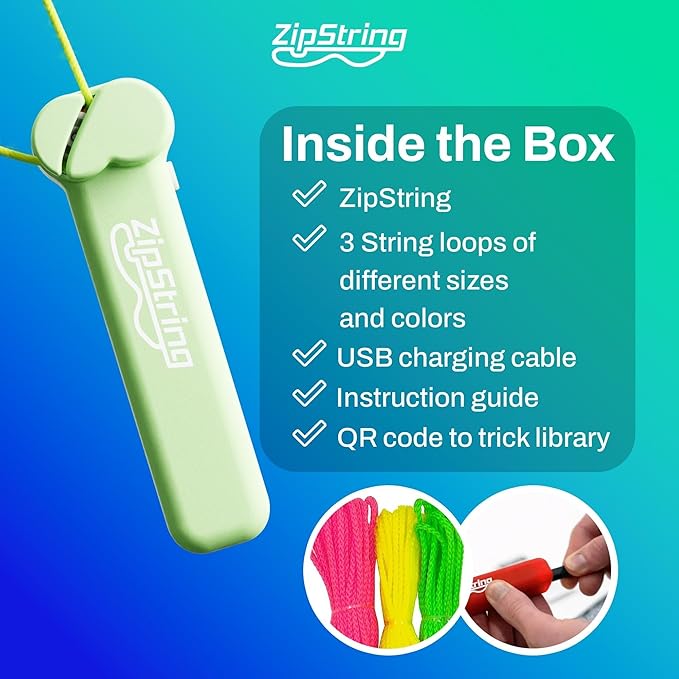 Original - As Seen on Shark Tank - Classic ZipString Rope Launcher Toy, Perfect for Kids & Adults - Fly a String Loop in The Air for Endless Tricks & Fun, Wonderment Awaits,Luscious Lime