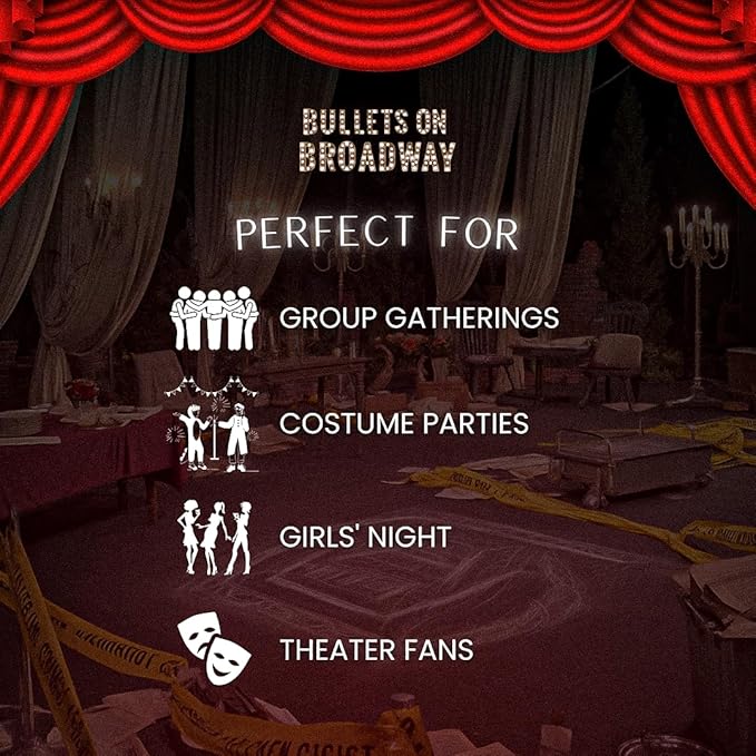 Bullets on Broadway Murder Mystery Game | Flexible 4-20+ Players | Broadway-Theme | Physical Game Kit | Updated 2025