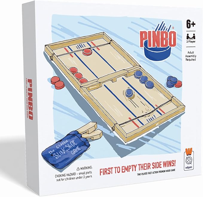 The Classic Slingshot Game | Fast Action Foldable 2-Player Tabletop Wooden Game for Kids & Adults | Great for Travel & Game Night | Three Gates Included