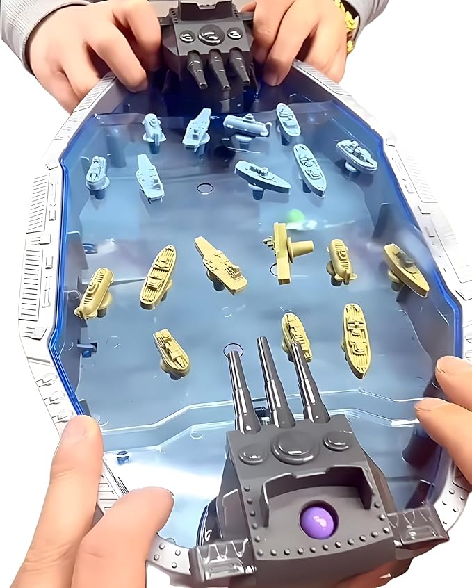 Naval Battleships Shooting Game, Tabletop Warships Shot Game for 2 Players, Battle Competitive Game for Age 6+, Fun for Family, Office, School