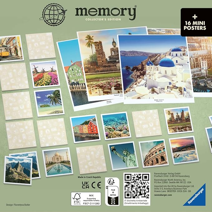 Ravensburger Travel Destinations Collector's Memory - Matching Picture Snap Pairs Game for Kids Age 3 Years and Up