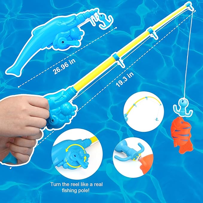 TOY Life 2-Player Magnetic Fishing Game for Kids 3-5 with Toddler Fishing Poles,Bath Toys for Kids Ages 4-8,Magnetic Poles Game are Designed for Little Hands