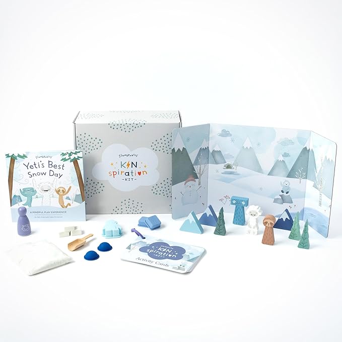 Slumberkins Kinspiration Kit - Mindfulness with Yeti, Includes Activity Cards, Playset, & Yeti's Best Snow Day Book - Promotes Mindfulness and Sensory Play