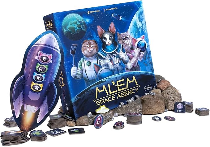 MLEM: Space Agency Board Game - Purrfect Catstronaut Adventures! Dice-Rolling Strategy Game, Fun Family Game for Kids and Adults, Ages 8+, 2-5 Players, 30-45 Minute Playtime, Made by Rebel Studio