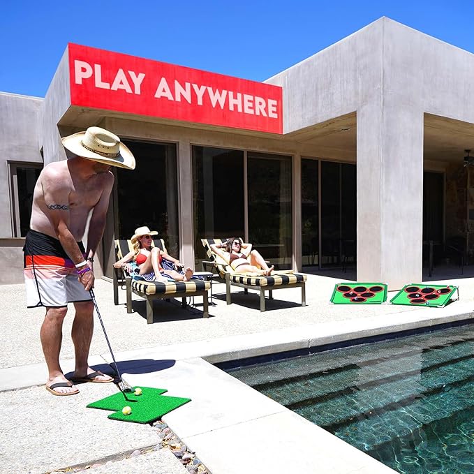 – Backyard Golf Game with 16 Chipping Velcro Balls & Mat, Yard and Outdoor Games for Adults & Family, Indoor Golf Set for Home, Beach or Party, Lawn Games for Adults & Family Outdoor