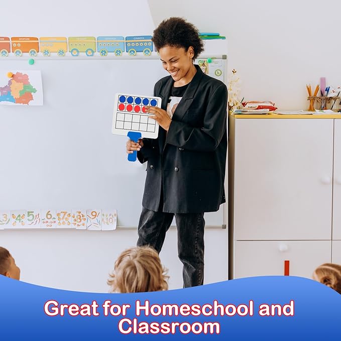 Magnetic Ten-Frame Set,Math Manipulative Games for Kids Toddlers,5 Dry Erase Paddles & 150 Math Counters,Addition & Subtraction Game,Counting Toys,Kindergarten Preschool Classroom Must Haves