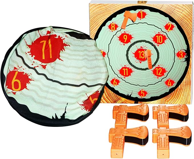 Axe Throwing Toys for Kids Adults, Yard Ax Dart Games for Boys Girls Axe Throwing Set Family Party Camping Carnival Games Indoor Outdoor Play Activity Center, 4 Sticky Axes, 28'' Cloth Board