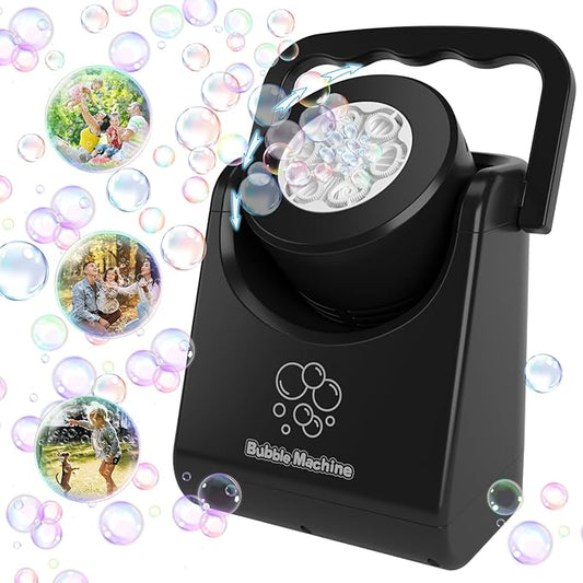 Bubble Machine for Kids Toddlers,Automatic Bubble Blower,Portable Adjustable Angle Bubble Maker,Bubbles Toy for 3 4 5 6 7 Year Old Boy Girl,Outdoor Party Birthday Easter Baskets Stuffers Gifts Black