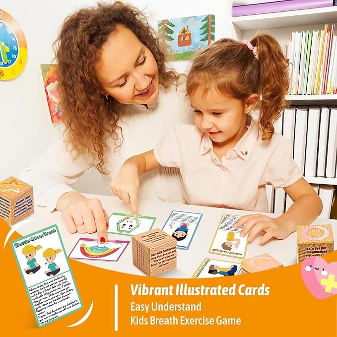 Garybank Calm Down Corner Game for Kids - Tic Tac Toe with 20 Breathing Exercises Cards for Anxiety Relief, Mindfulness Cards Game for Kids, Calming Corner Supplies for Children Positive Affirmation