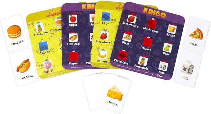 Regal Games Kingo Foods Edition Bingo Game for Kids - Fun Educational Learning for Preschool & Kindergarten - Phonics, Vocabulary Builder & Sight Word Game for Classroom & Home