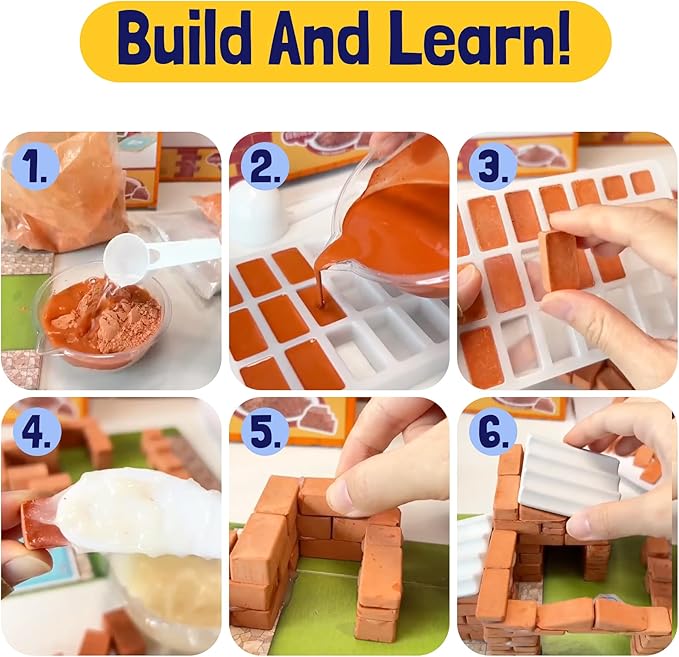 Gondola Mini Bricks - DIY Pool House, Mini Cinder Blocks STEM Toys - Construction Toys & Dollhouse Accessories for Boys & Girls - Small Brick Stem Toys for Boys Age 8-12, 200+ Pieces