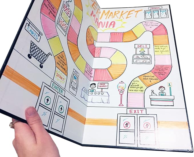 One Blank Game Board (1 Single Fold Game Board (18" x 18") Create Your Own Board Game, DIY Board Game, Family Board Games