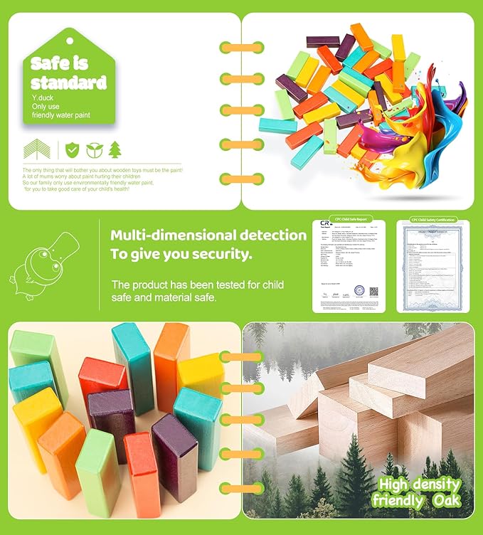 Tumble Tower Game – 54 pcs Wooden Blocks Stacking Game for Kids and Adults, Classic Family Board Game for Indoors Outdoors, Classic Size Timber Stacking Game Night Toy, Perfect for Party, Family Fun