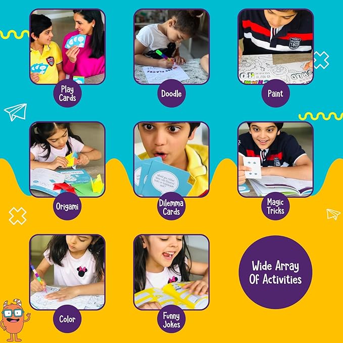 Open The Joy Feel Better Bag: Kids' Get Well Soon Gift Basket with 25+ Fun Activities - Playing Cards, Origami, Games, Clay Art, Magic Tricks - Ideal Gift for Kids Recovering from Surgery - Ages 4+