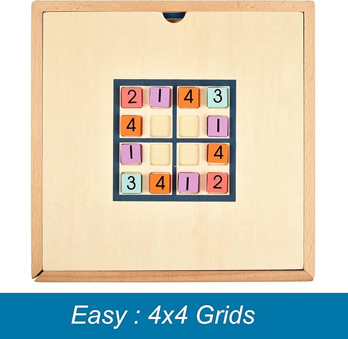 BOHS Wooden Rainbow Sudoku Puzzle - 3 in 1 Easy to Hard - with Sudoku Book of 320 Puzzles - Desktop Brain Teaser Game Toys