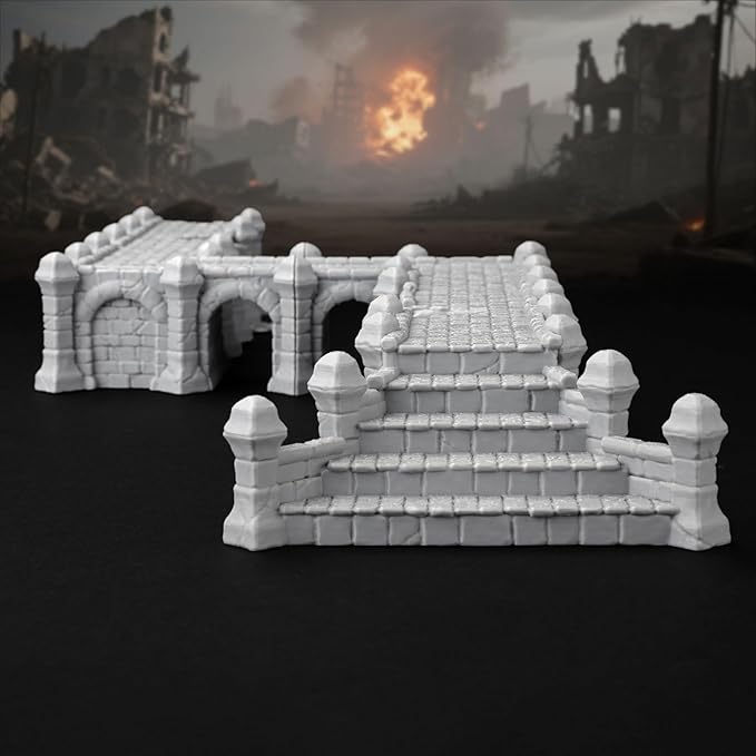 AF687 Broken Viaduct – DND Terrain for Dungeon Masters, 28PCS RPG Starter Set with Modular Bridge Ruins, Perfect Beginner Bundle for TTRPG and Tabletop Campaigns - Role Playing Buildings