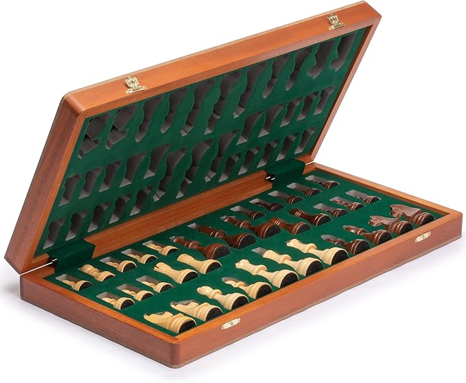 Husaria Professional Staunton Tournament No. 6 Wooden Chess Game Set with 2 Extra Queens, 3.9-inch Kings