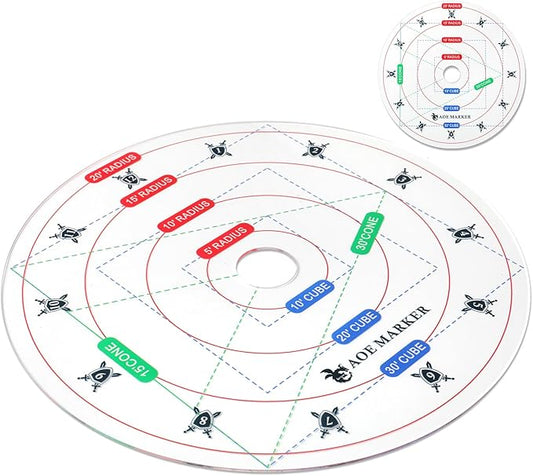 D&D 5e Damage Template with 1" Center Hole - 30' Cube/Cone Acrylic AOE Measurer, RPG Alignment Tool for Precise Spell Casting, Tabletop Gaming Accessories & DM Gifts, Tools for Dungeons and Dragons